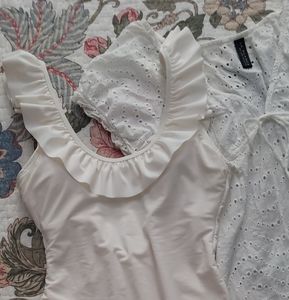 Sugar Coast White Ruffled Bathing Suit